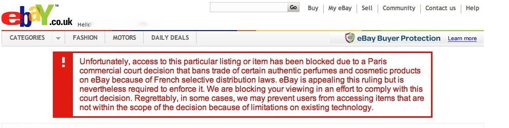France limits and blocks sales on ebay